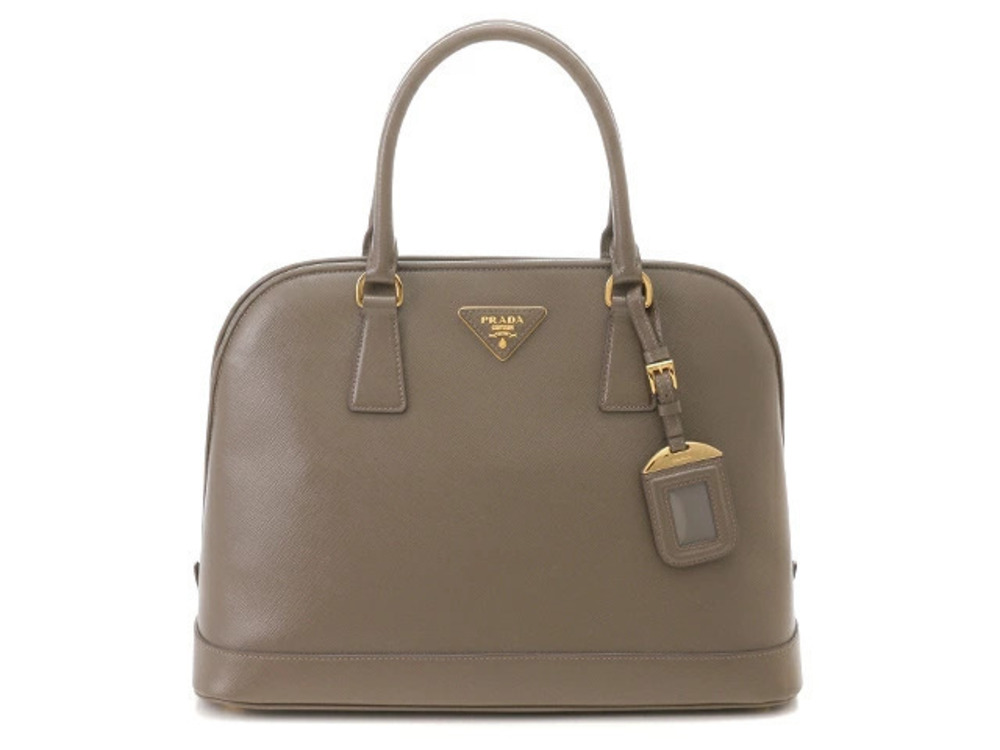 Prada Shoulder Bag Greige Gray Patent Vernis Leather